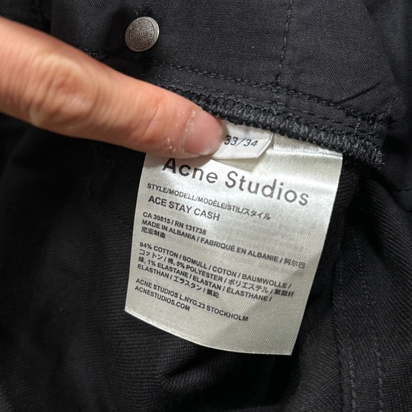NWT Acne Studios Ace Stay Cash Skinny Black Denim Jeans Mens 33 - Picture 9 of 11